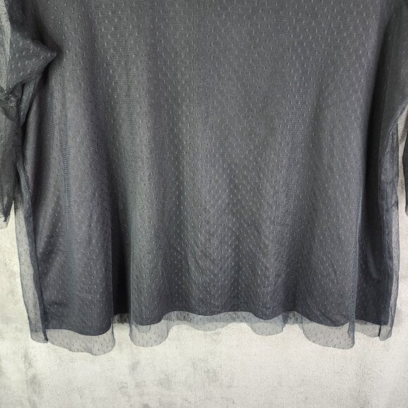 Womens Black Torrid Top Blouse Sheer Embroidered 3/4 Belle Sleeve Size 2 - Picture 4 of 12
